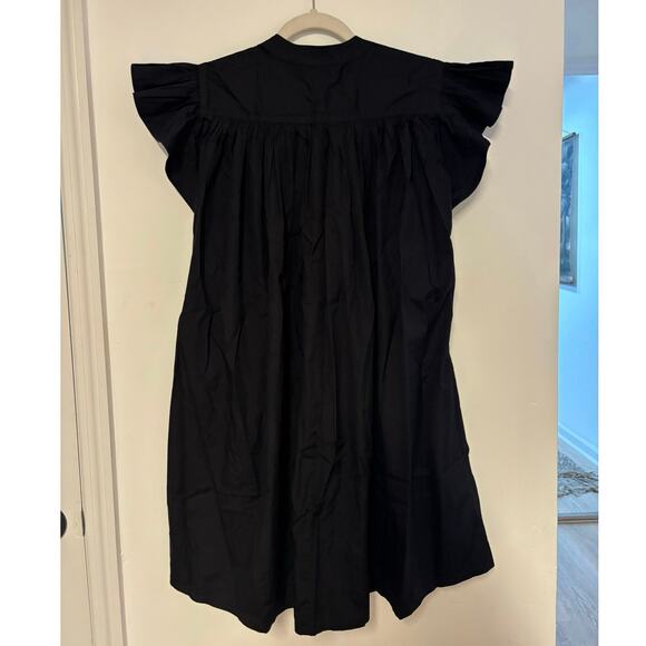 NWT Madewell Flutter Sleeve Button-Front Mini Dress in Poplin Black Size Small - Picture 8 of 8